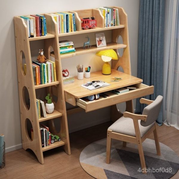 Multi-Functional Wooden Study Desk with Bookshelf & Storage Drawer
