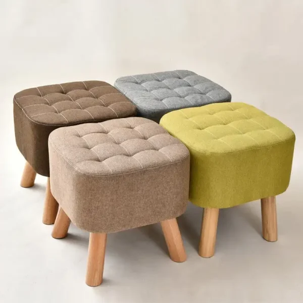 Modern Multi-Color Fabric Ottoman Stool